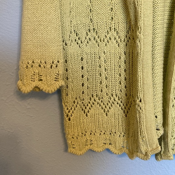 Aran Crafts Ireland Womens Brat Green Open Front Cardigan Sweater Knit Duster - Picture 5 of 11